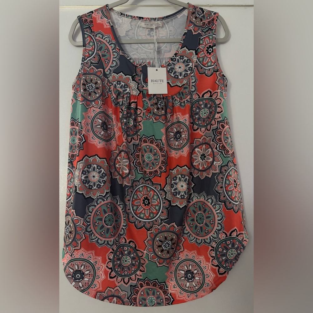 Haute Edition Women's Floral Paisley Long Sleeve Blouse, Size L NWT